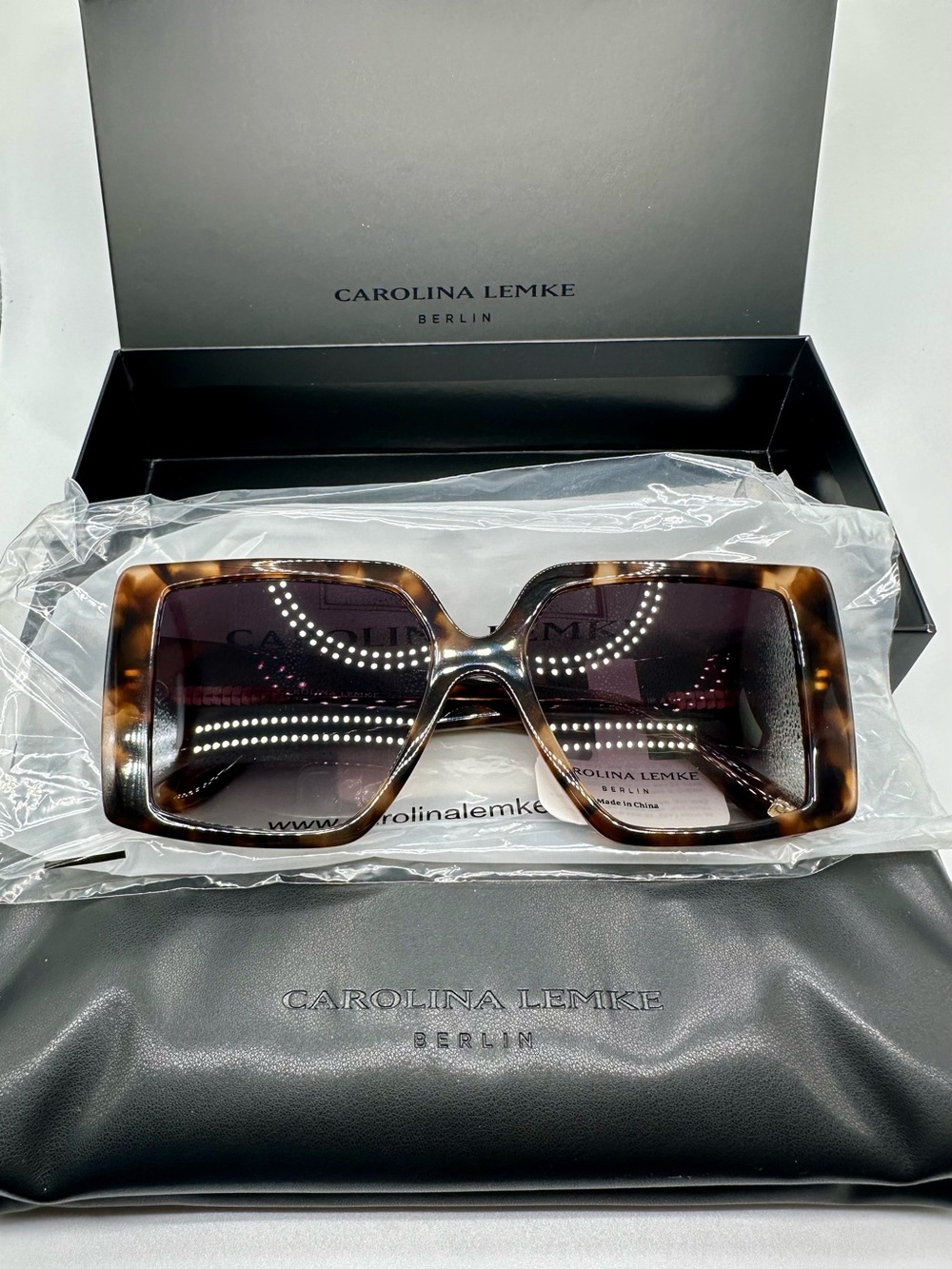 NEW✨ Carolina Lemke Berlin Eyewear NYX Brown Tortoise Demi Sunglasses CL9043-02